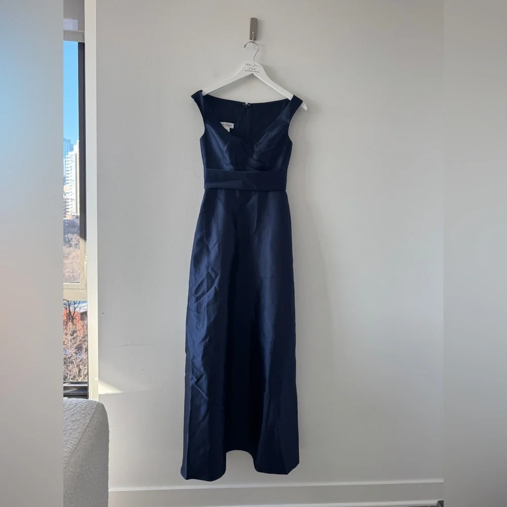 ALFRED SNUG Navy Off The Shoulder Gown 2 - Picture 2 of 6